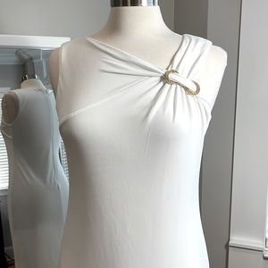 Ivanka Trump Sz 6 White dress with gold embellishment GUC
